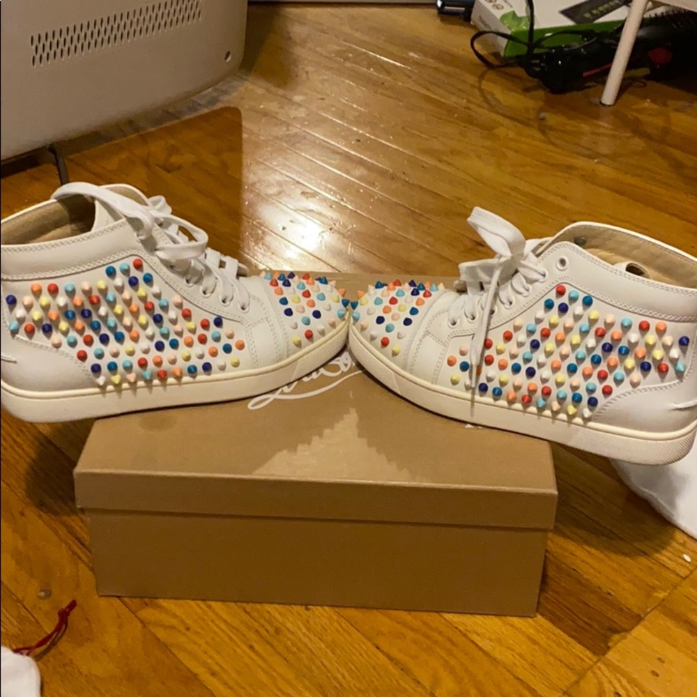 christian louboutin high top white colorful spikes - Picture 7 of 9
